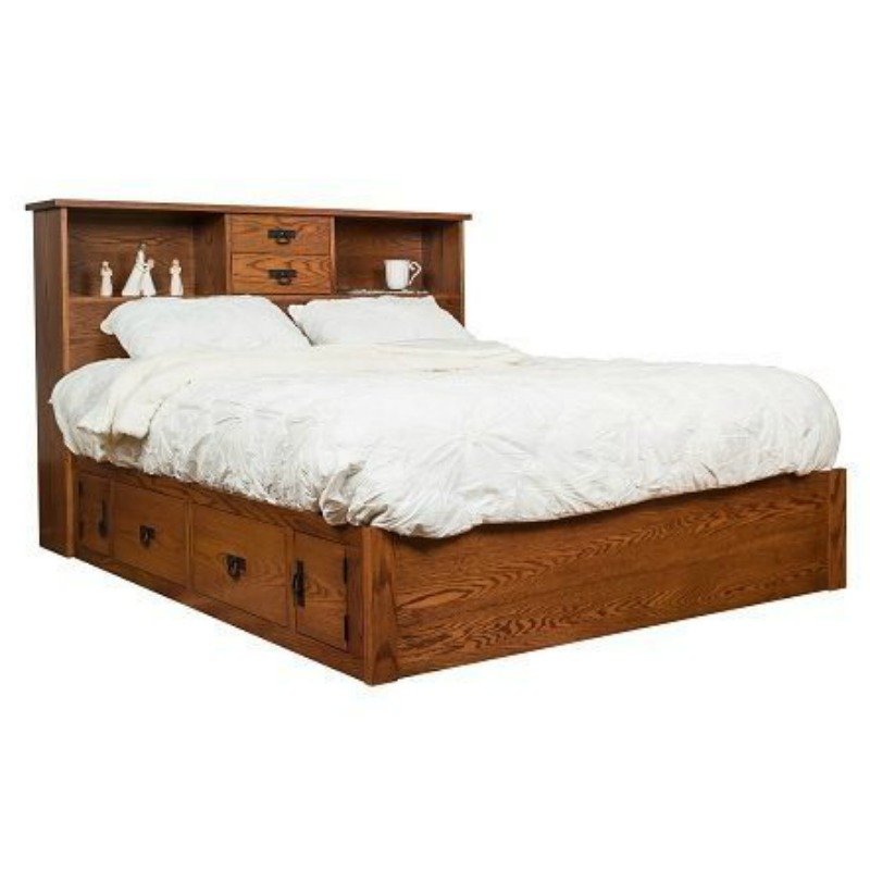 Old Mission Bookcase Bed By Amish, Amish Bookcase Bed