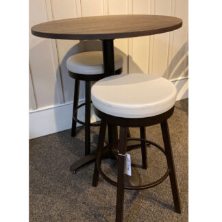 3-Piece Dining Set w/Solid Birch/Milk Round Table Top (Judy) and Oyster/Oxidado (Rudy) Stools by Amisco