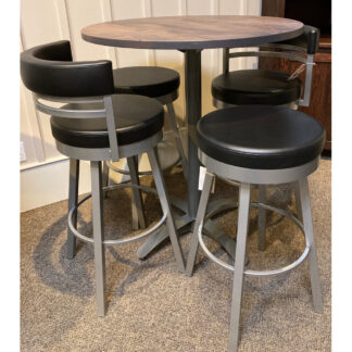 5-Piece Dining Set w/Shady Solid Birch Table Top (Judy) and 2 Backless/2 w/Back (Ronny/Rudy) Stools by Amisco