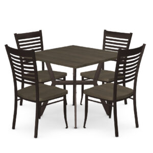 5-Piece Dining Set w/Square Solid Birch Table Top (Norcross) and Solid Birch/Cobrizio (Edwin) Bar Chairs by Amisco