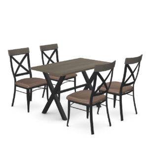 5-Piece Dining Set w/Veneer Table Top (Alex) and Wood/Black Coral (Kyle) Chairs by Amisco