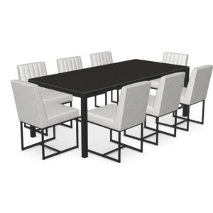 9-Piece Dining Set w/Glass Table Top (Starstone) and Pixel/Black Coral Chairs (Darcy) by Amisco
