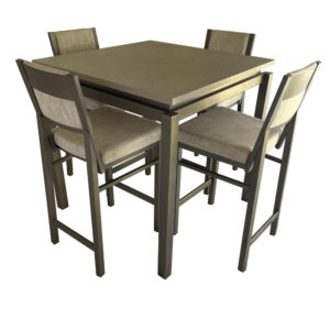 5-Piece Dining Set w/Laminate Table Top (TFL) and Concrete (Payton) Stools by Amisco