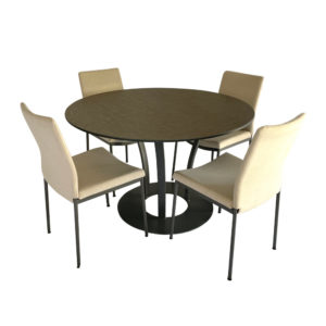 5-Piece Dining Set w/Starstone Table Top (Dalia) and Mushroom/Metallo (Osten) Chairs by Amisco