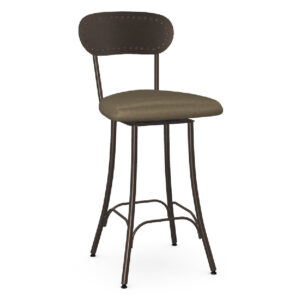 Bean 26″ or 30″ Swivel Stool w/ Cushion Seat & Metal Backrest (Falcon/Morille) ~ 41568 by Amisco