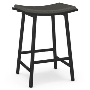 Nathan 26″ or 30″ Non Swivel Stool w/ Cushion Seat (Black/Darkness) ~ 40033 by Amisco