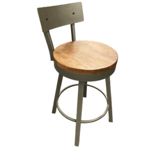 Lauren 26″ or 30″ Swivel Stool w/ Wood Seat (Mineral/Toasty) ~ 40593 by Amisco