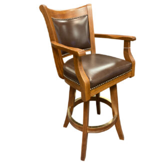 Montana 30″ Beechwood Swivel Stool w/Arms (Chestnut/Ramanza Hershey Leather) – by JS Products
