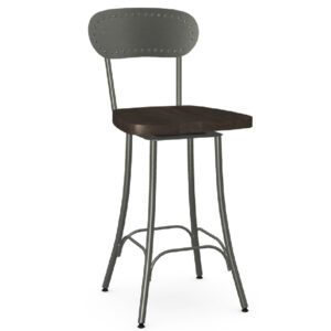Bean 26″ or 30″ Swivel Stool w/ Wood Seat & Metal Backrest (Mineral/Shady) ~ 41568 by Amisco