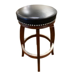 4801 30″ Solid European Beachwood Swivel Backless Barstool (Chestnut/Grooving Cherry Black Leather) by JS Products