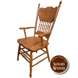 Apple Grove Solid Oak Amish Crafted Double Pressed Back Arm Chair (OCS 102 Fruitwood) by Hermie’s