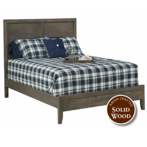 Barrington Brown Maple Amish Crafted Queen Bed with Wood Panels & Low Footboard (OCS 121 Smoke) by Nisley