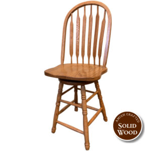 Deluxe Paddle Back 24″ or 30″ Low Backside Solid Oak Swivel Amish Crafted Barstool (OCS 102 Fruitwood) by Horseshoe Bend