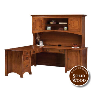 Montana Quartersawn White Oak Amish Crafted L Desk with Hutch (113 Michaels Cherry) by Ashery Oak