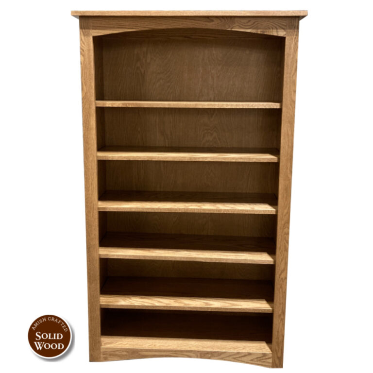 Shaker Solid Oak Amish Crafted 60″ Bookcase (OCS 102 Fruitwood) by