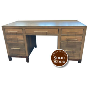 Vienna Brown Maple Amish Crafted Executive Desk (FC 11434 Driftwood Base/OCS 117 Asbury) by Ashery Oak