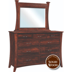 Francois Solid Sap Cherry Amish Crafted 9 Drawer Dresser with Mirror (OCS 117 Asbury) by Noah Mast