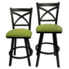 Edmonton 26" or 30" Outdoor Swivel Barstool (Matte Black/Canvas Ginko) by Wesley Allen