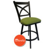 Edmonton 26" or 30" Outdoor Swivel Barstool (Matte Black/Canvas Ginko) by Wesley Allen