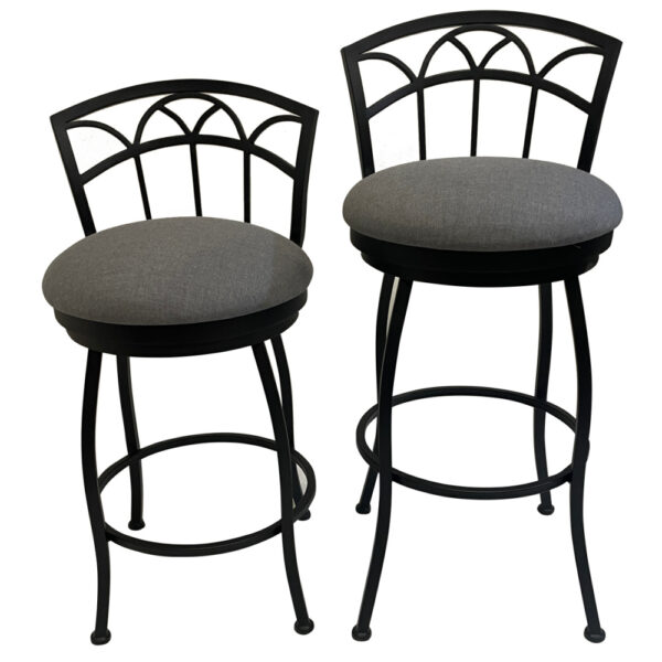 Fresno 26" or 30" Half Back Outdoor Swivel Barstool (Matte Black/Canvas Slate) by Wesley Allen