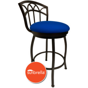 Fresno 26″ or 30″ Half Back Outdoor Swivel Barstool (Sun Bronze/Canvas Pacific Blue) by Wesley Allen