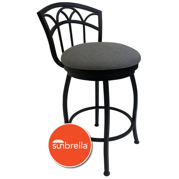 Fresno 26" or 30" Half Back Outdoor Swivel Barstool (Matte Black/Canvas Slate) by Wesley Allen