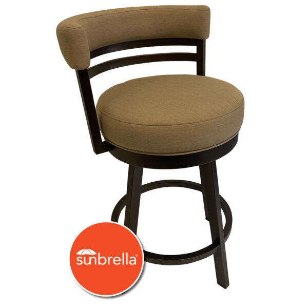 Miramar 26" or 30" Half Back Outdoor Swivel Barstool (Sun Bronze/Canvas Heather Beige) by Wesley Allen