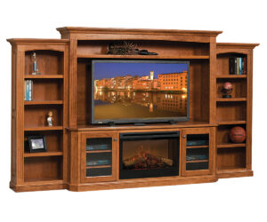 Buckingham Entertainment Center with Side Bookcases and Fireplace by Dutch Creek Design