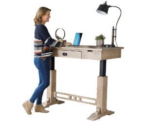 Craftsman Electric Sit To Stand Writer’s Desk by Forks Valley Woodworking