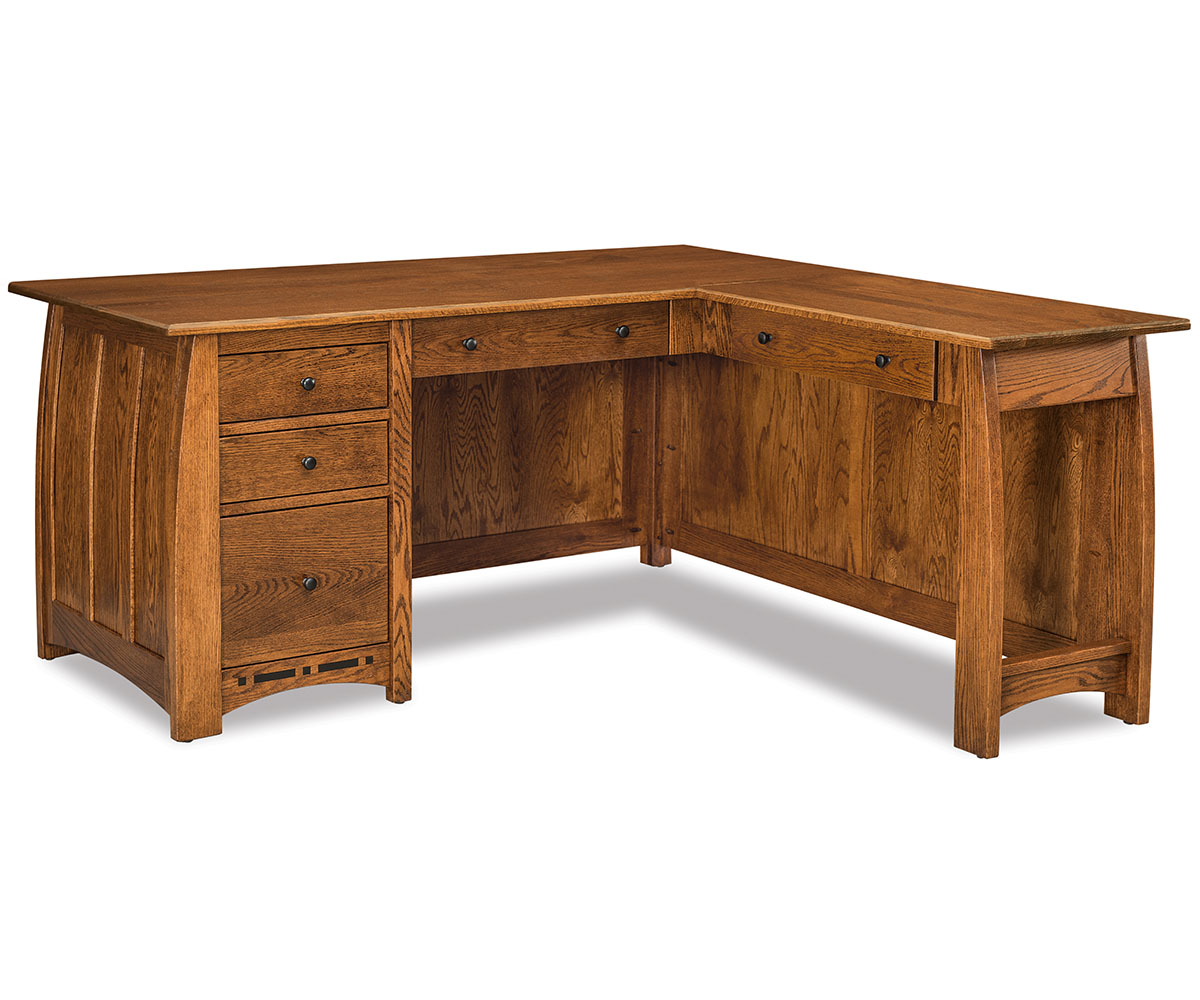 Boulder Creek L Desk - 66"W by Forks Valley Woodworking