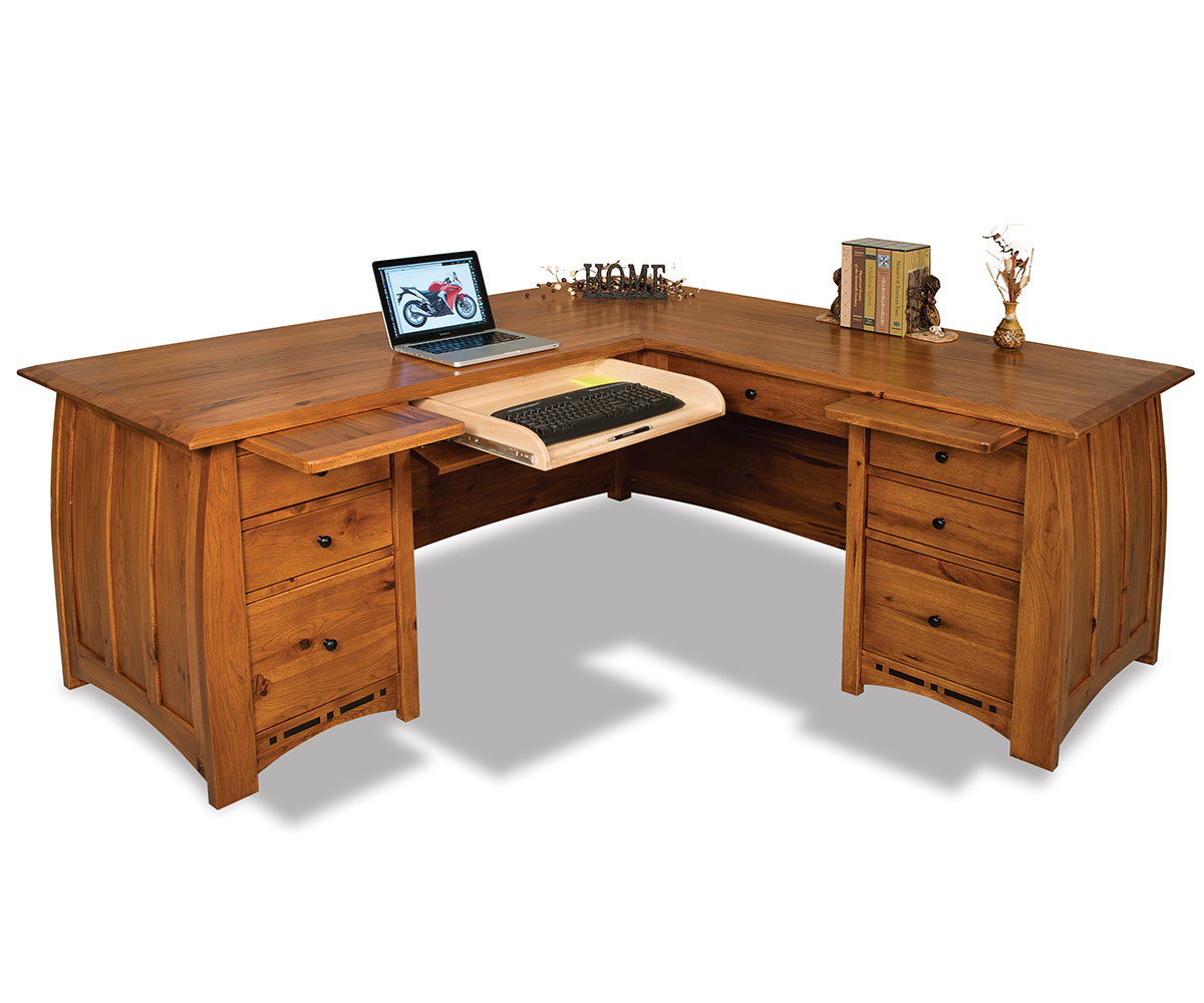 Boulder Creek L Desk - 78"W by Forks Valley Woodworking