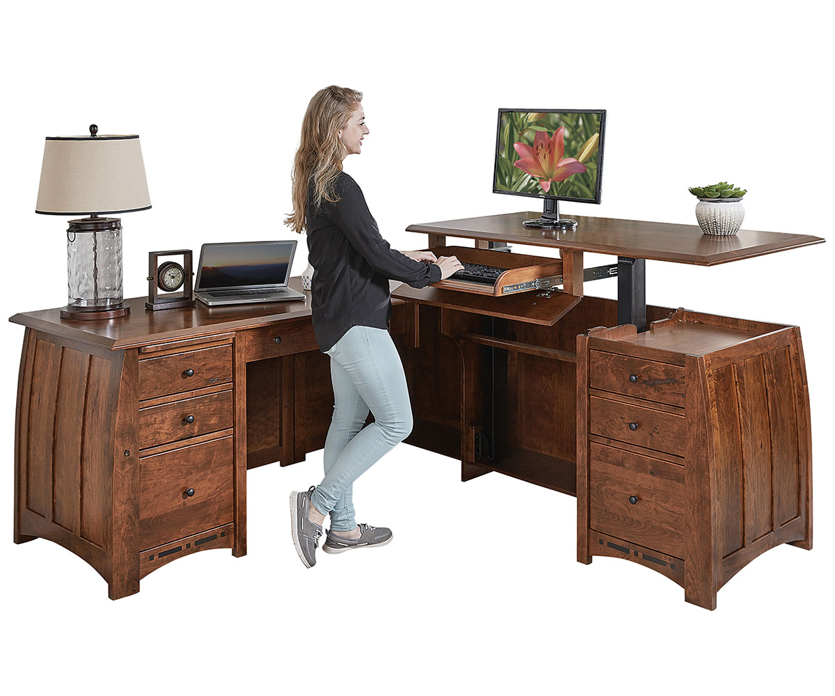 Boulder Creek Sit To Stand L Desk by Forks Valley Woodworking