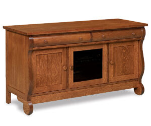 Old Classic Sleigh Media Stand – 60″W by Forks Valley Woodworking