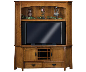 Modesto Media Corner Console With Hutch by Forks Valley Woodworking