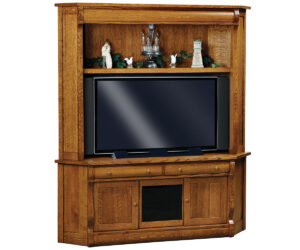 Old Classic Sleigh Corner Media Console With Hutch by Forks Valley Woodworking