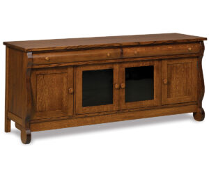 Old Classic Sleigh Media Stand – 72″W by Forks Valley Woodworking