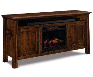 Artesa Media Stand With Fireplace – 72″W by Forks Valley Woodworking
