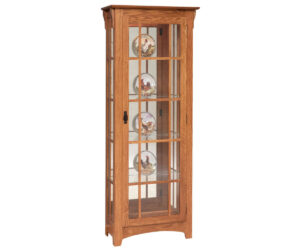 Mission Single Door Curio With Mullions by Genuine Oak Designs