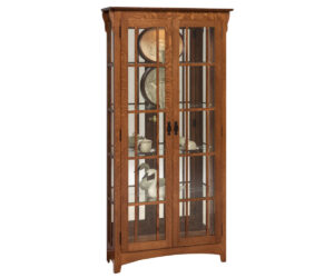 Mission Double Door Curio With Mullions by Genuine Oak Designs