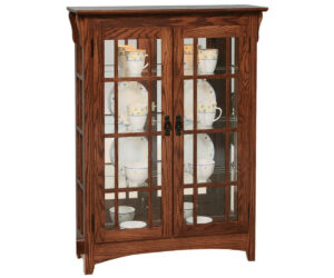 Mission Small Double Door Curio With Mullions by Genuine Oak Designs