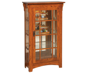Mission Small Single Door Curio with Mullions by Genuine Oak Designs