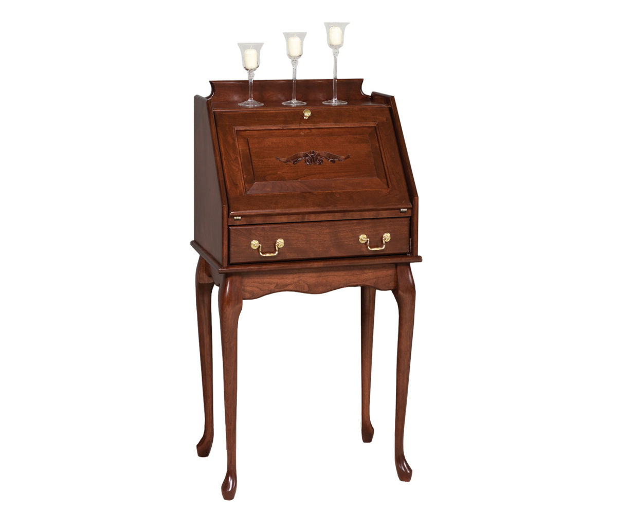 Secretary Desk With Queen Anne Legs by Genuine Oak Designs