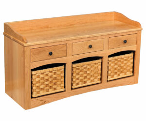 Mission Bench With Baskets and Drawers by Genuine Oak Designs