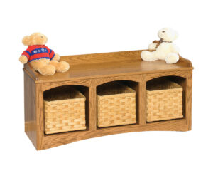 Mission Bench With Baskets by Genuine Oak Designs