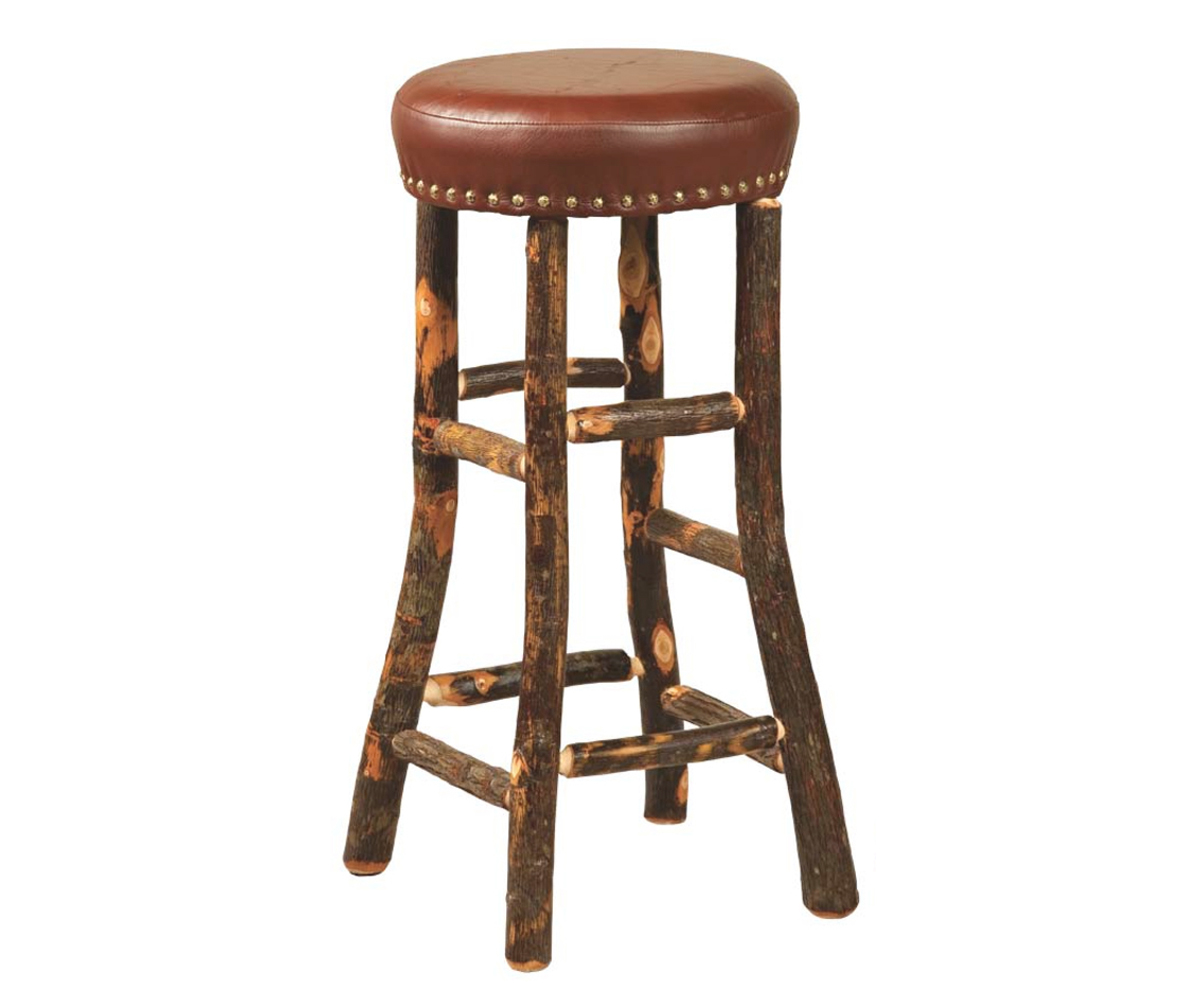 30" Hoosier Bar Stool With Leather Seat by Hilltop Hickory Furniture