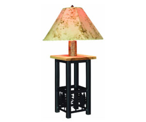 Ironwood Lamp With Lambskin Shade by Hilltop Hickory Furniture