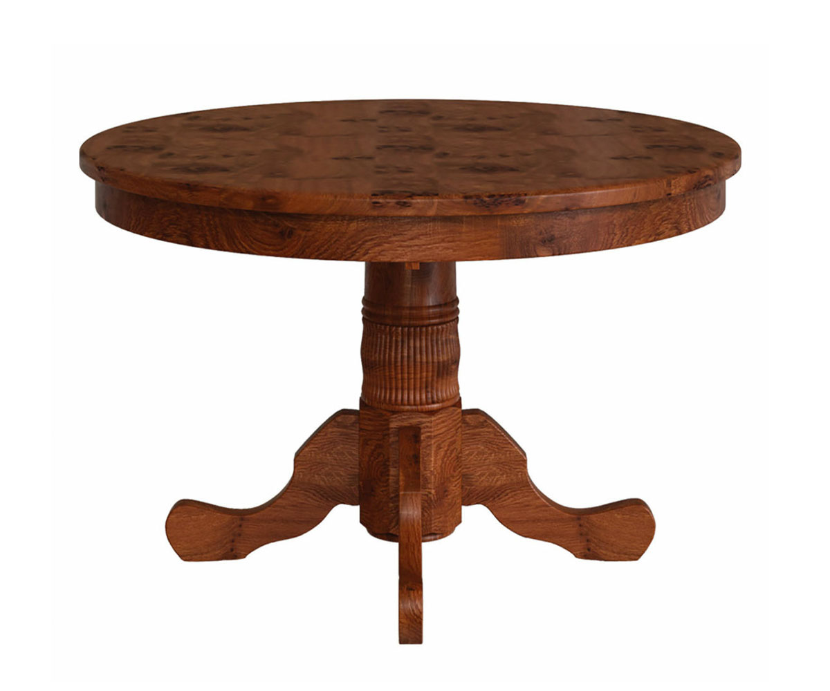 Traditional Reeded Single Pedestal Table by Hermies Table Shop