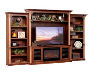 Jefferson Entertainment with Side Bookcases & Fireplace by Dutch Creek Design