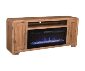 Europa TV Stand With Fireplace – 70″W by Ashery Oak