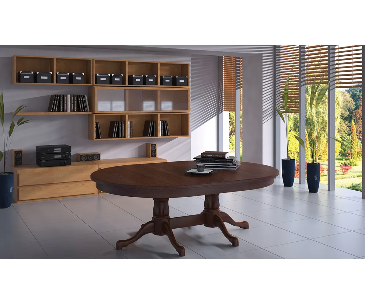Reeded Tulip Double Pedestal Dining Table by Hermies Table Shop